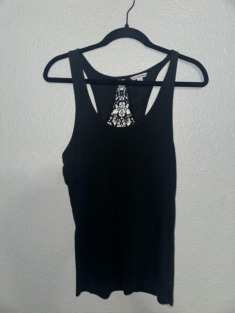 American Eagle Outfitters Black Lace-Back Tank Top
